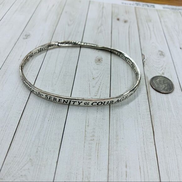Plus Size Silver Serenity Prayer Bangle Bracelet - Picture 1 of 3